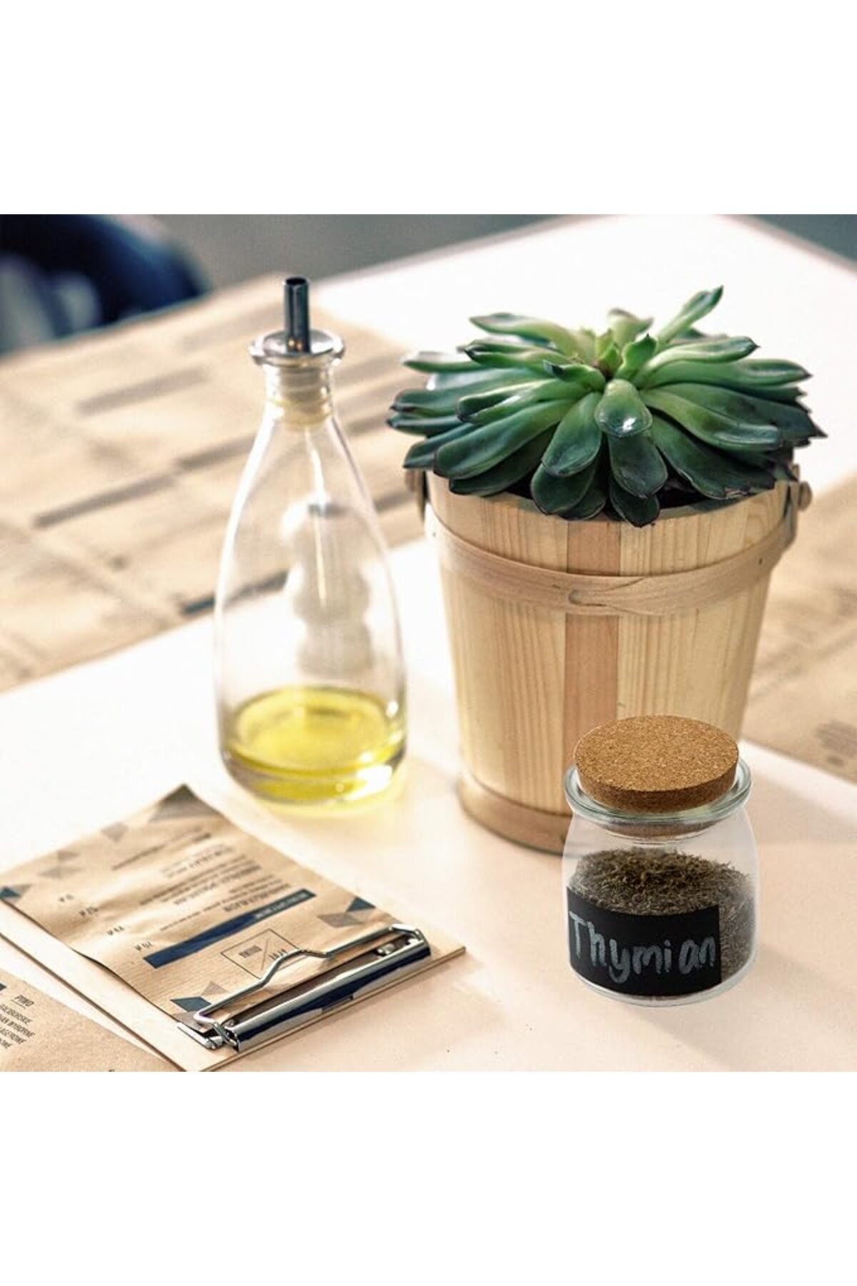 HEYNNA-Set of 12 HEYNNA spice jars with cork stopper, reusable labels and chalk marker 3