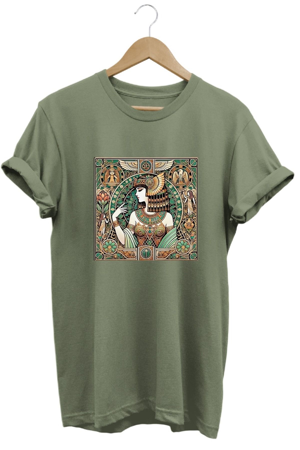 joyyfashion Eski Mısır Antik Çağ Kleopatra Baskılı T-Shirt