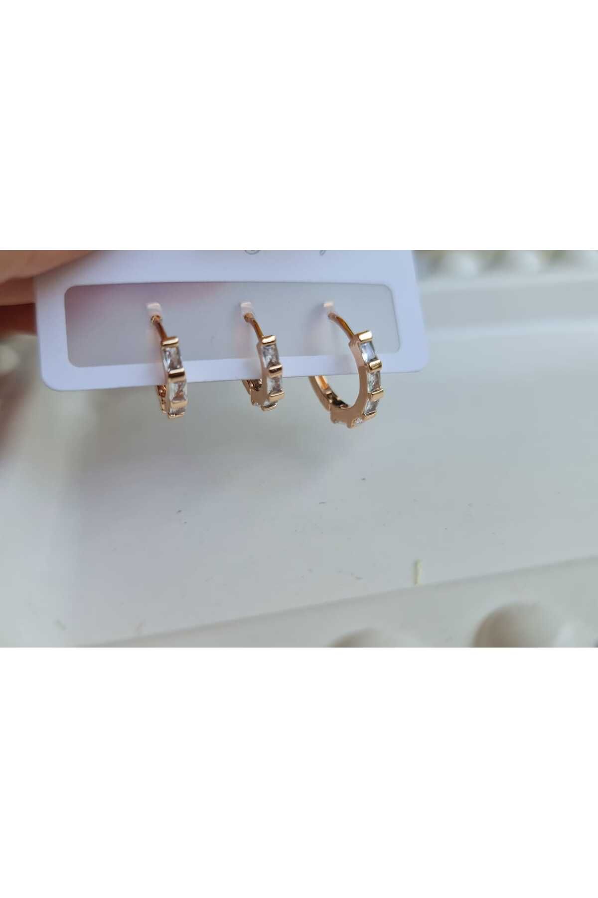 Store 316L Zirkon Taş Detaylı Paslanmaz Çelik Küpe