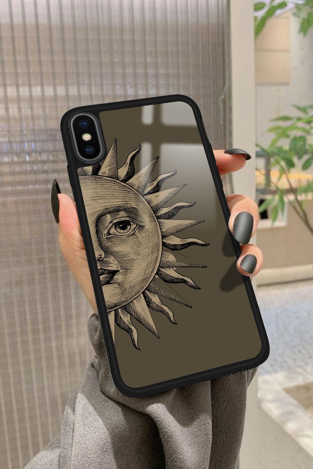 Snacase iPhone Xs Uyumlu Güneş Tasarımlı Glossy Premium Kılıf