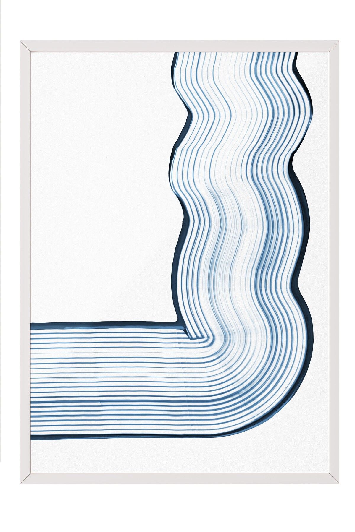 Postifull Beyaz Çerçeveli Tablo, Hatlar, Minimalist, Mavi, Beyaz Renk Poster, 2025 Yaz Seçkisi, NO:109793
