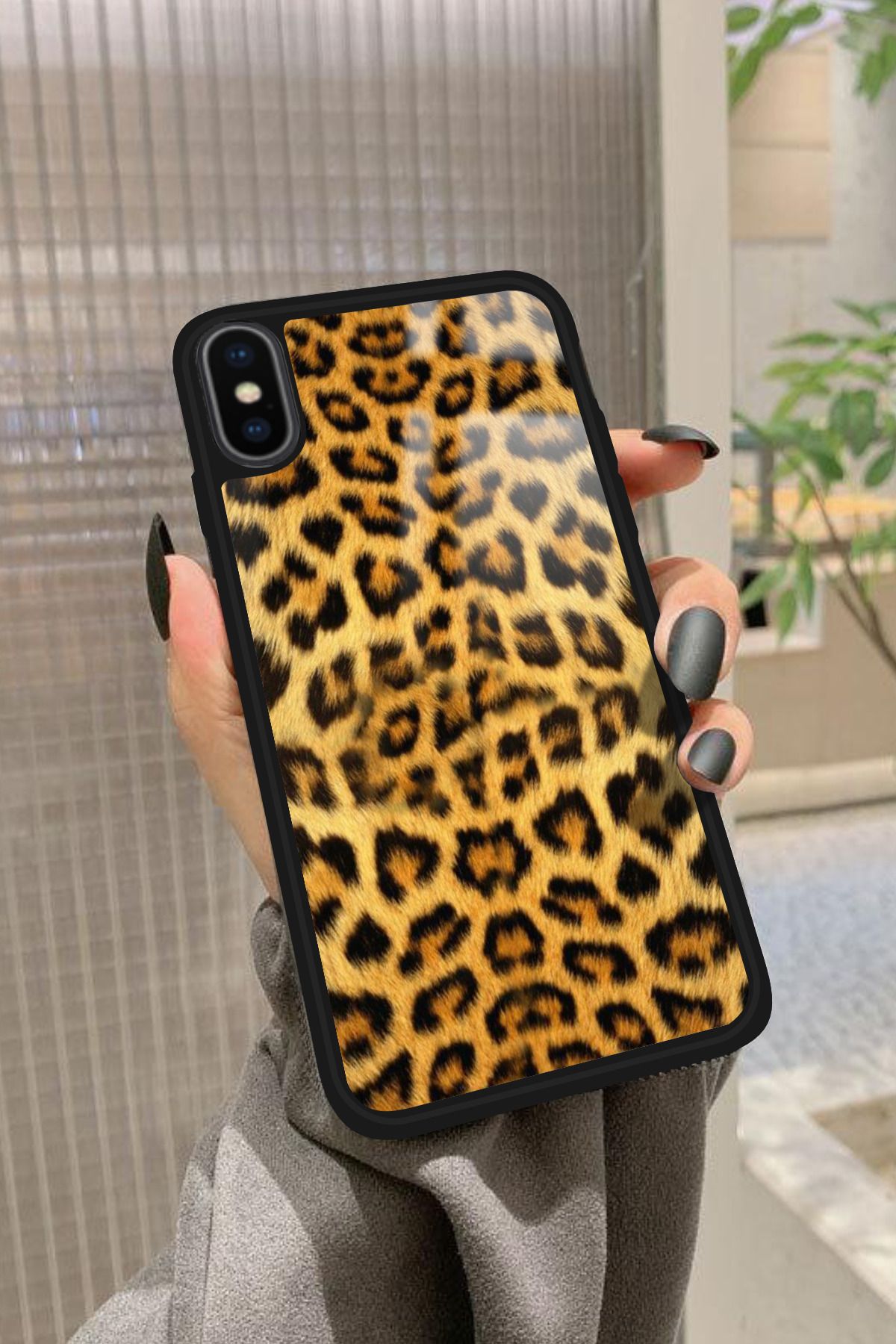 Snacase iPhone Xs Max Uyumlu Sarı Leopar Tasarımlı Glossy Premium Kılıf