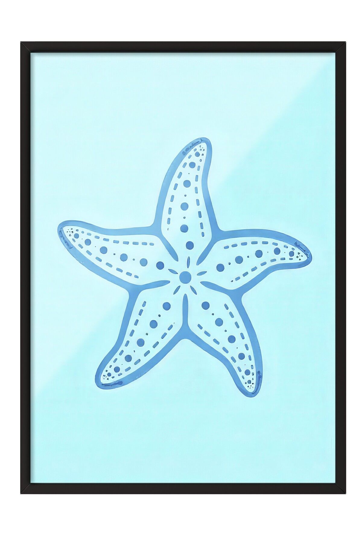 Postifull Siyah Çerçeveli Poster, Deniz Kabuğu, İllüstrasyon, Mavi Renk Poster, 2025 Yaz Seçkisi, NO:109683