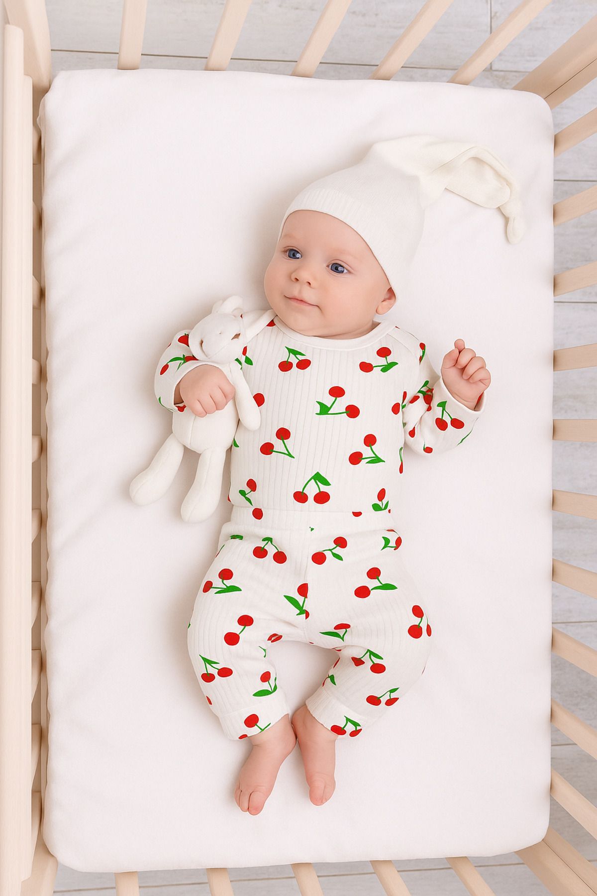 Süpermini %100 PAMUKLU KİRAZ DESEN 2'Lİ BODY - ZIBIN BEBE TAKIM