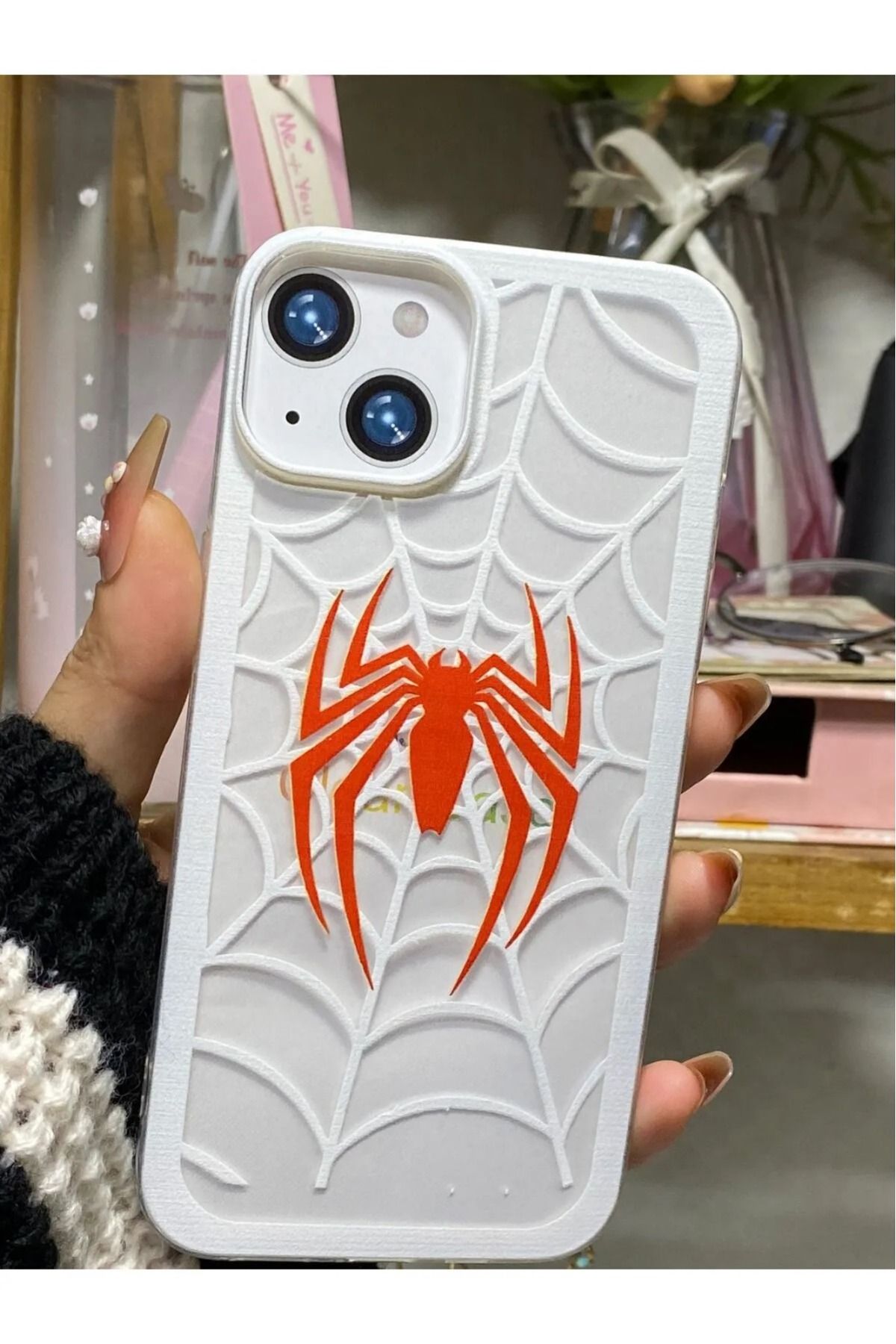 LUXKLAS İphone 13 Ve 14 Uyumlu Köşeli Şeffaf Baskılı Kamera Açık Kılıf