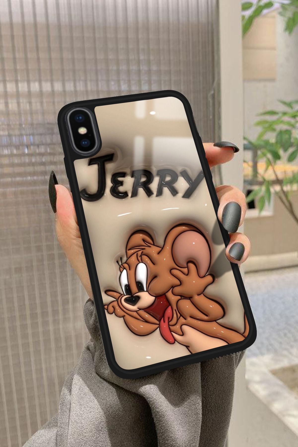Snacase iPhone Xs Uyumlu Tom And Jerry Tasarımlı Glossy Premium Kılıf