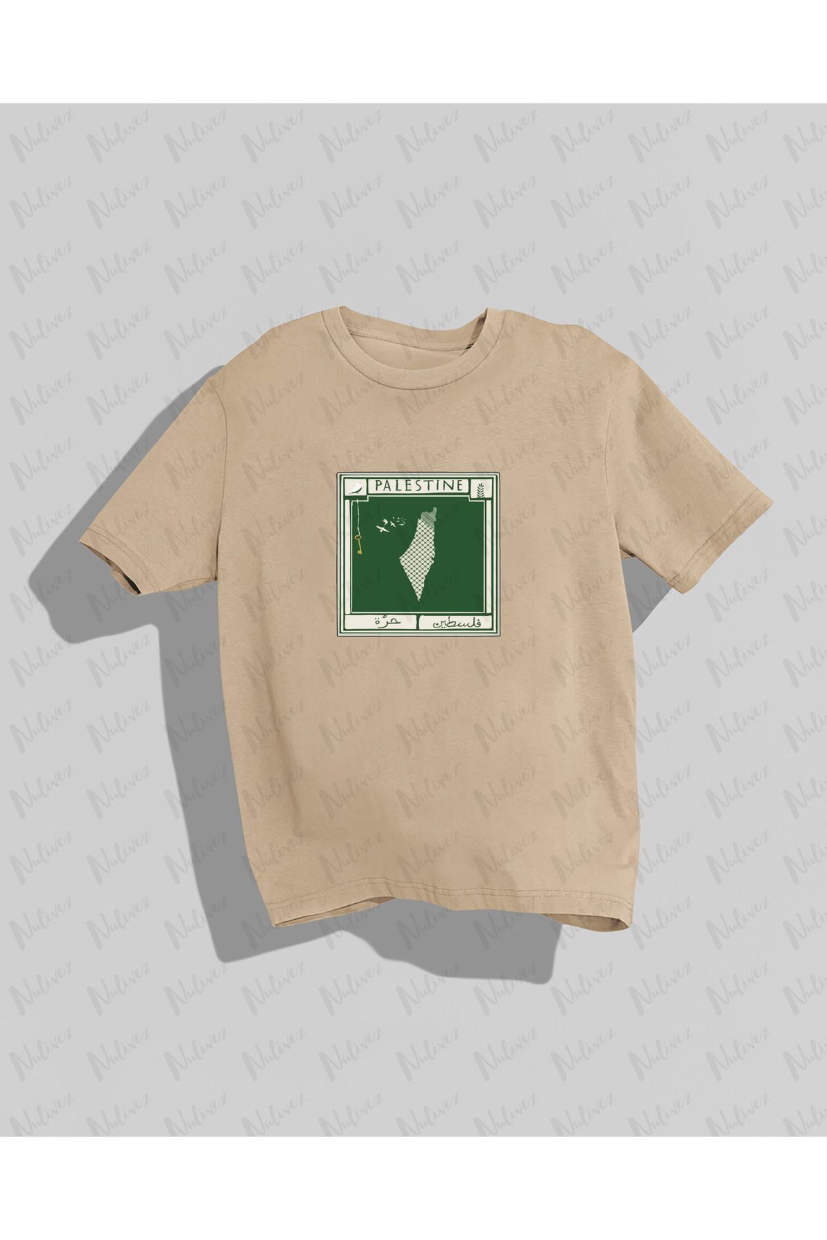 Nulivez Filistin Tasarımı Baskılı Yüksek Kalite Kompakt Unisex Oversize T-Shirt