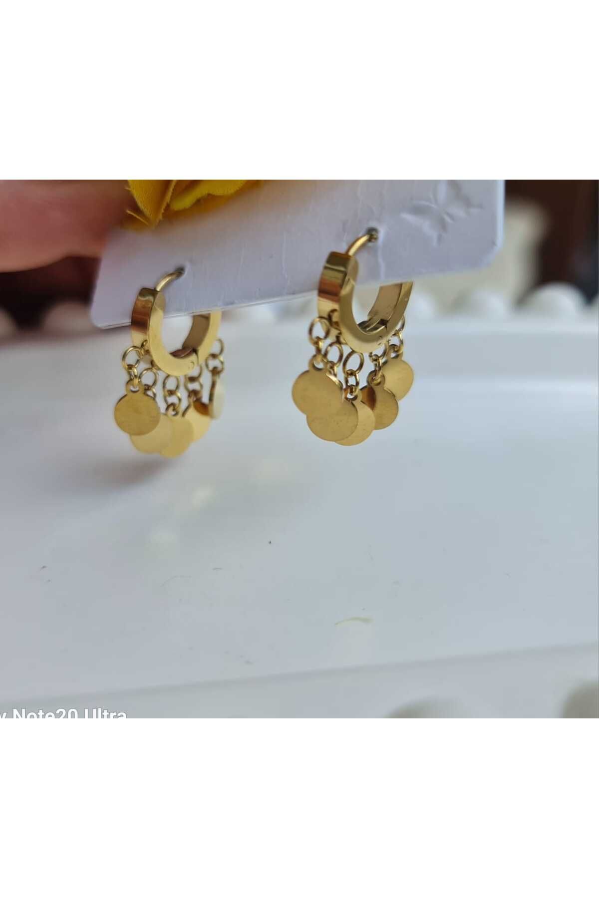 Store 316l Sallantılı Paslanmaz Çelik Gold Küpe