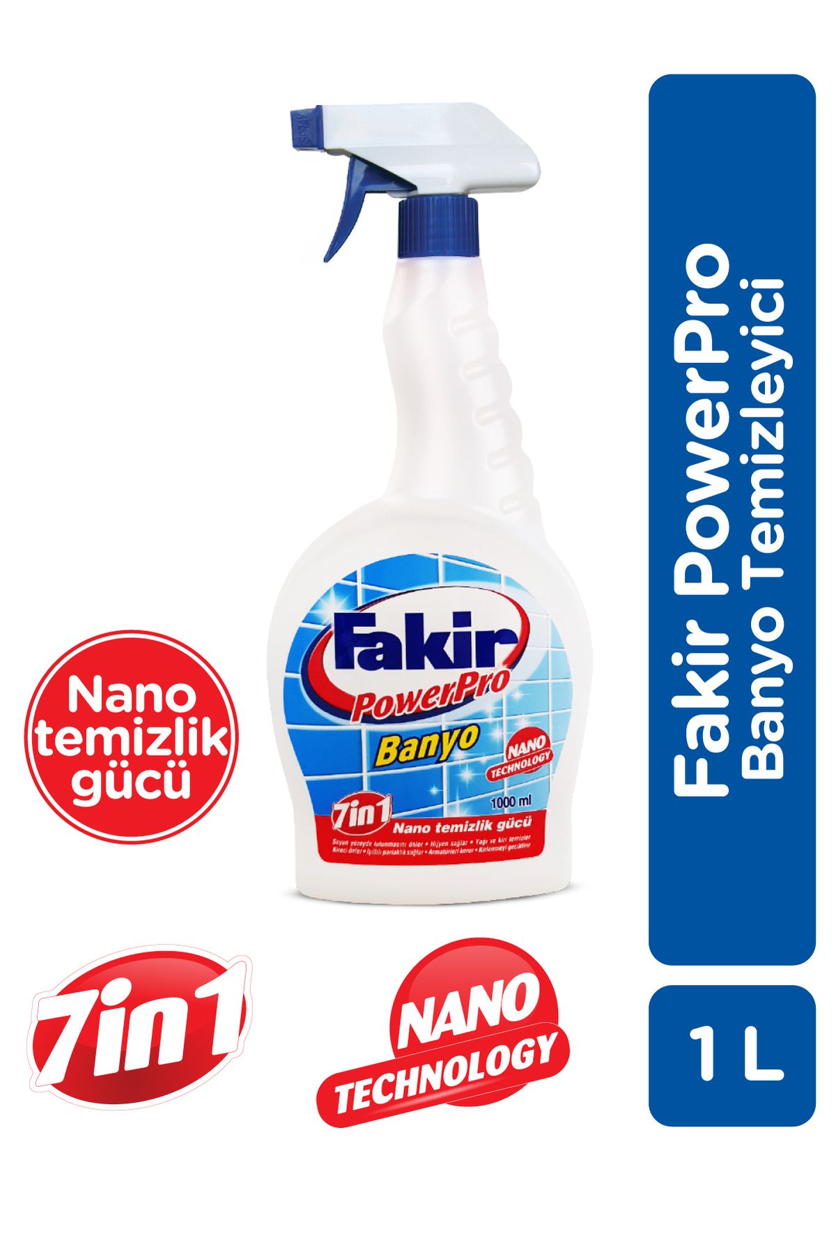 Fakir PowerPro Banyo Temizleyici 1 L – Nano Teknolojili 7’si 1 Arada Etki, Yoğun Kir ve Kireç Karşıtı