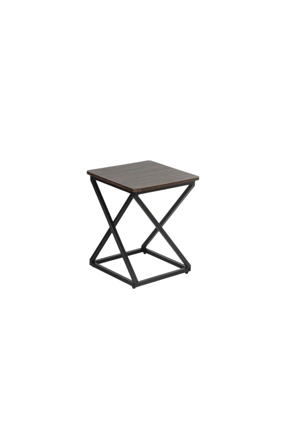 mr-everything-Elegant square serving table with a dark wood top and black metal base, perfect as a side table for a sofa or bed. 2