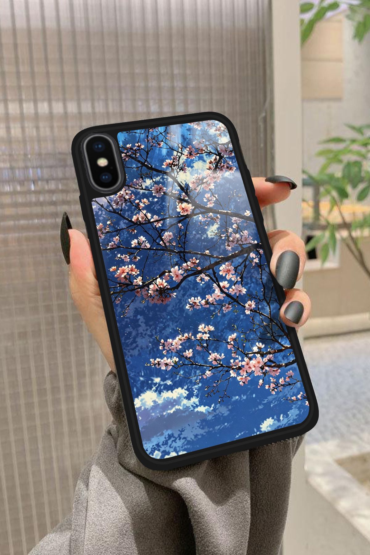 Snacase iPhone Xs Uyumlu Van Gogh Mavi Ağaç Tablo Tasarımlı Glossy Premium Kılıf