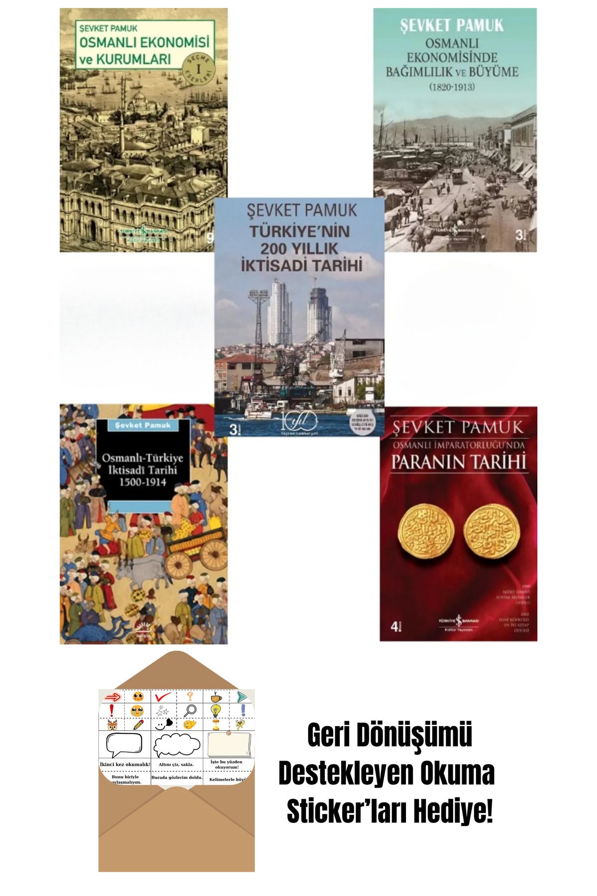 TÜRKİYE İŞ BANKASI KÜLTÜR YAYINLARI Şevket Pamuk 5 Kitap Set + Okuma Sticker'ları
