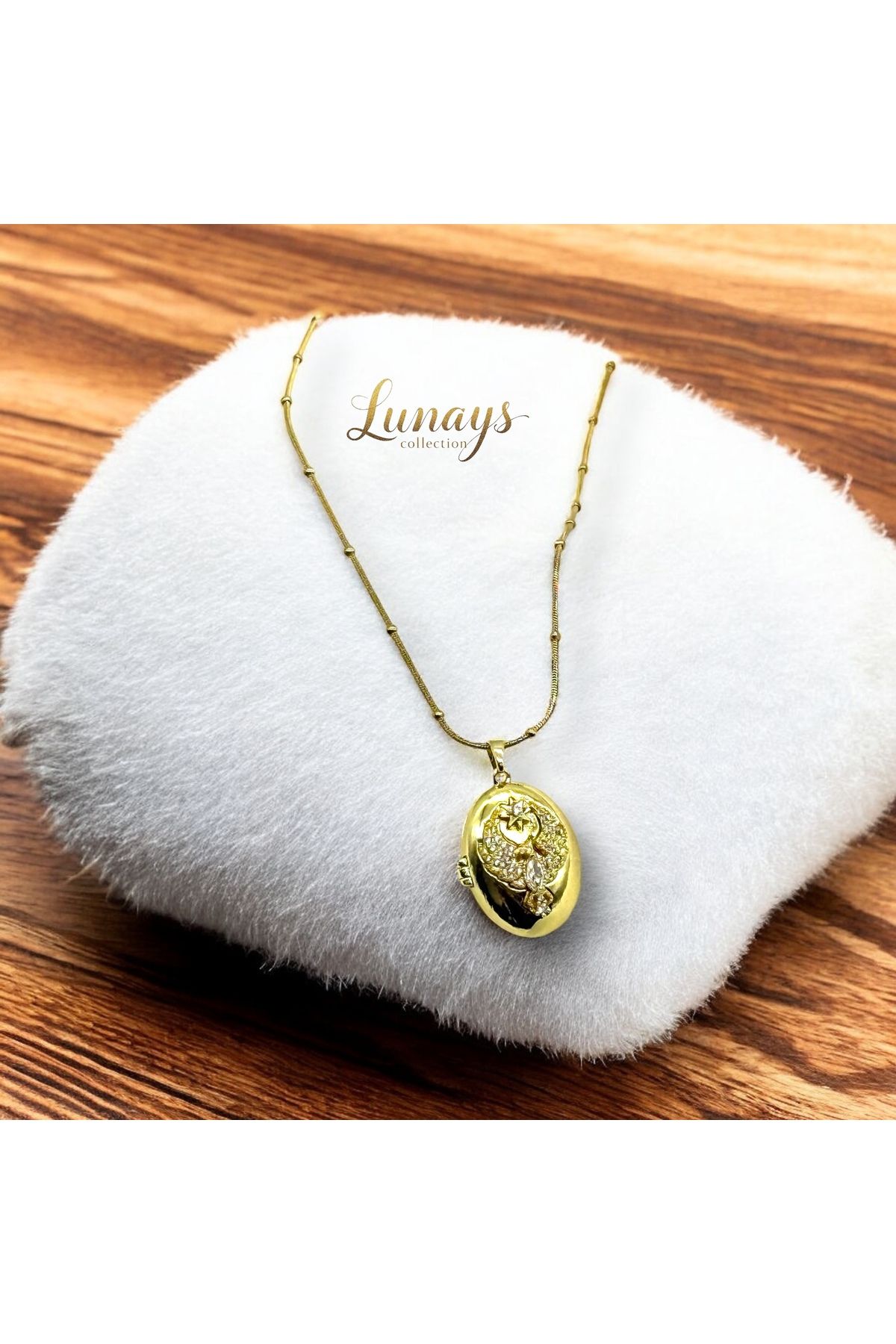 Lunays Paslanmaz Çelik Anka Kuşu Alya Model Zirkon Taşlı Kadın Kolye Gold Renk