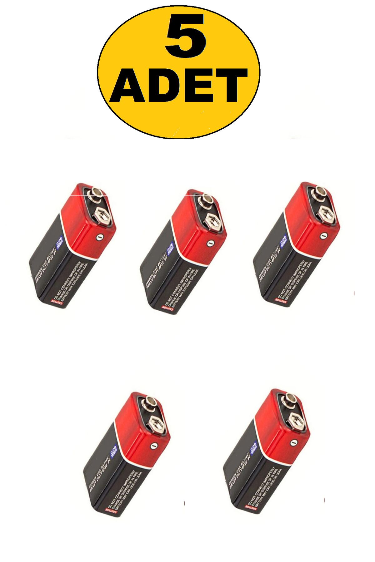 Supex 5 ADET 9 Volt Pil - 9V Oyuncak Araba Radyo Telsiz Duman dedektörü Drone El feneri Kumanda Pili
