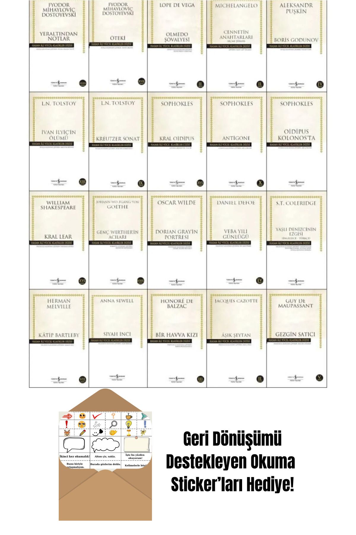 TÜRKİYE İŞ BANKASI KÜLTÜR YAYINLARI İş Bankası Hasan Ali Yücel Klasikler Dizisi 20 Kitap Set + Okuma Sticker'ları