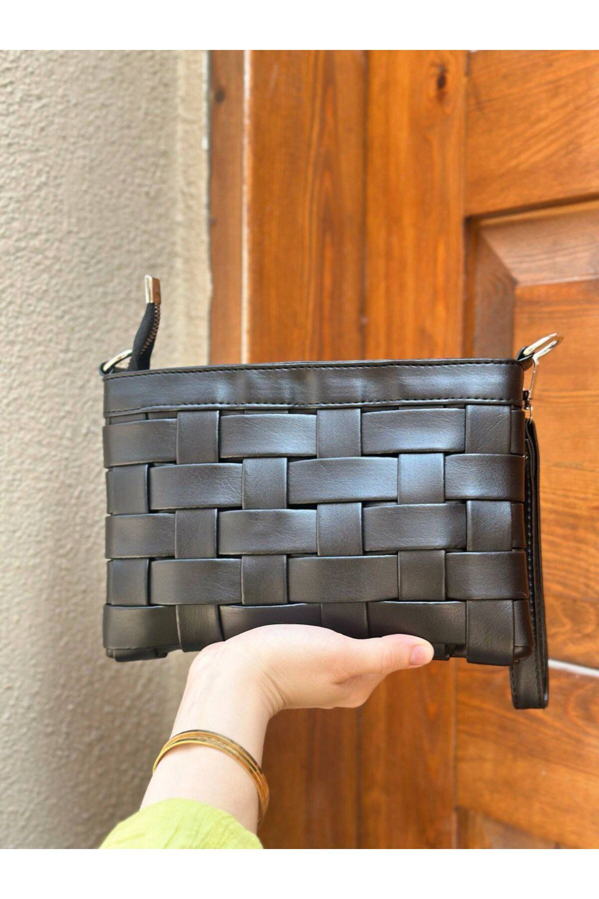 larosee Örgü Deri Model Ayarlanabilir Askılı Kadın Portföy Clutch Çanta Çapraz Çanta Kol Çantası
