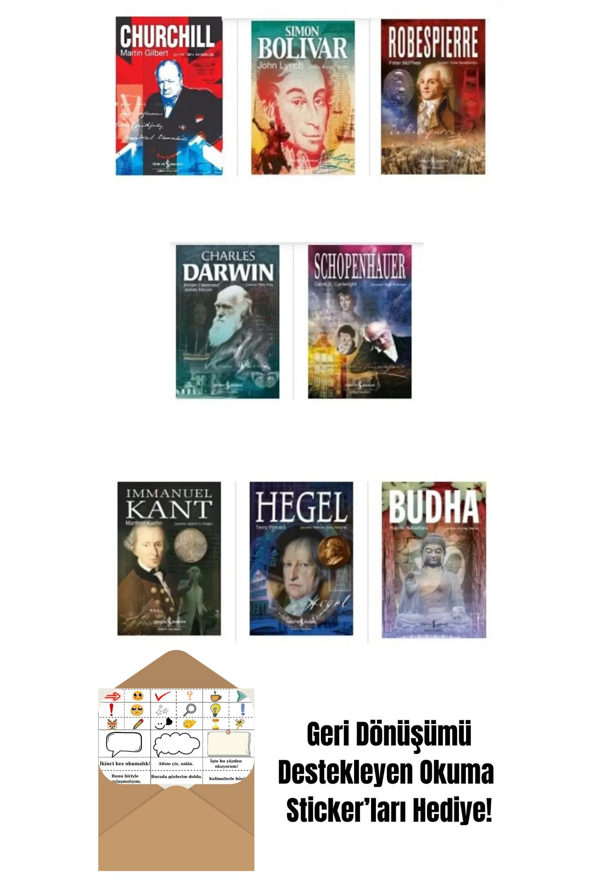 TÜRKİYE İŞ BANKASI KÜLTÜR YAYINLARI 8 kitap Biyografi Seti + Okuma Sticker'ları