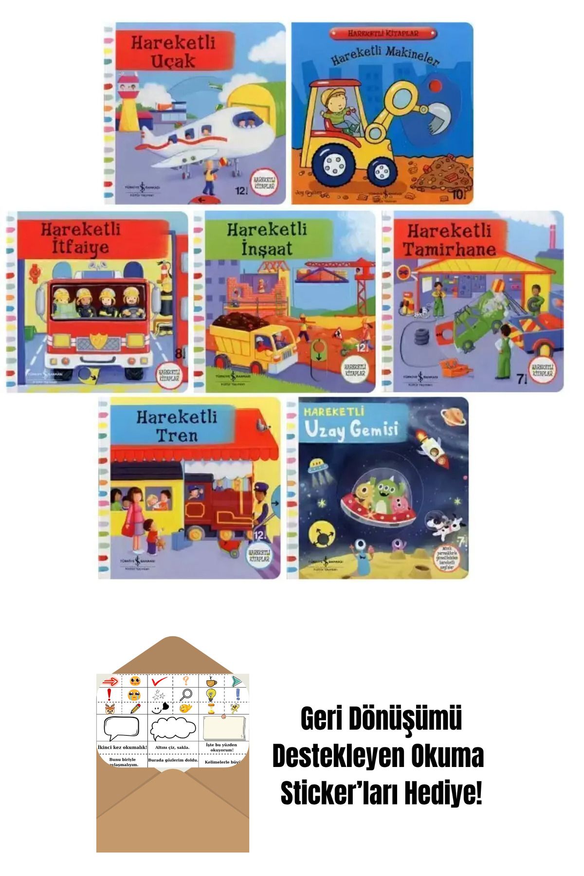 TÜRKİYE İŞ BANKASI KÜLTÜR YAYINLARI İş Bankası Hareketli Kitaplar Serisi 7 Kitap Set + Okuma Sticker'ları