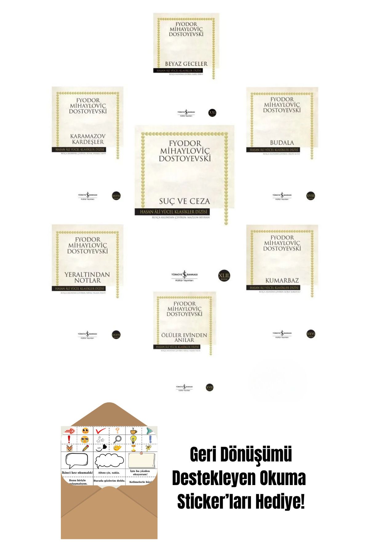 TÜRKİYE İŞ BANKASI KÜLTÜR YAYINLARI Dostoyevski 7 Kitap Set + Okuma Sticker'ları
