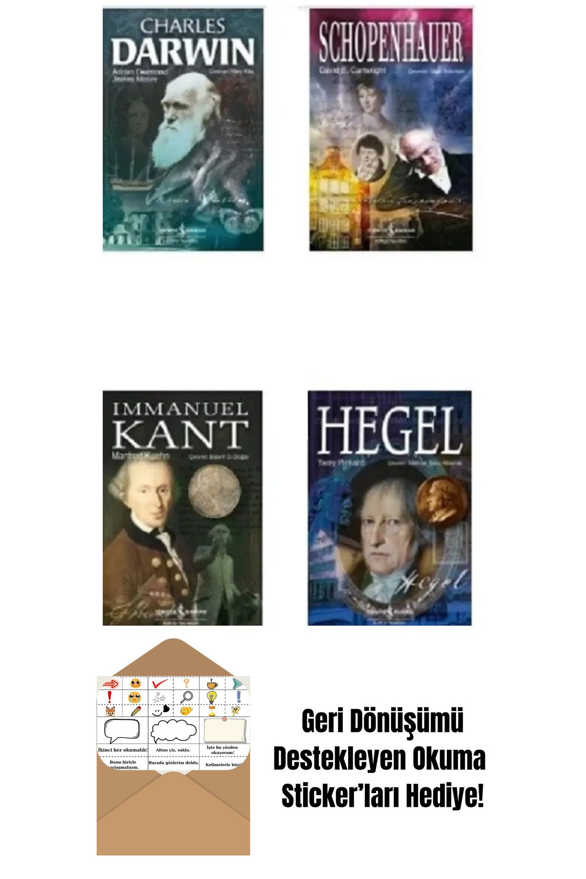 TÜRKİYE İŞ BANKASI KÜLTÜR YAYINLARI 4 kitap Biyografi Seti + Okuma Sticker'ları