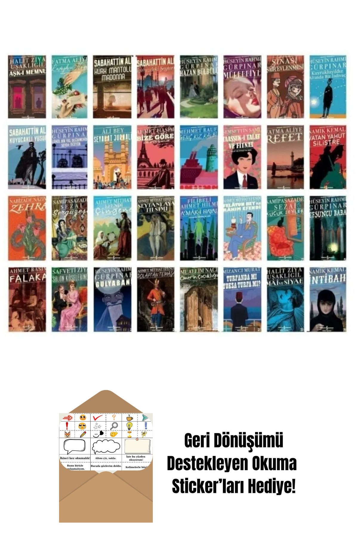 TÜRKİYE İŞ BANKASI KÜLTÜR YAYINLARI Türk Edebiyatı Klasikleri 32 Kitap + Okuma Sticker'ları