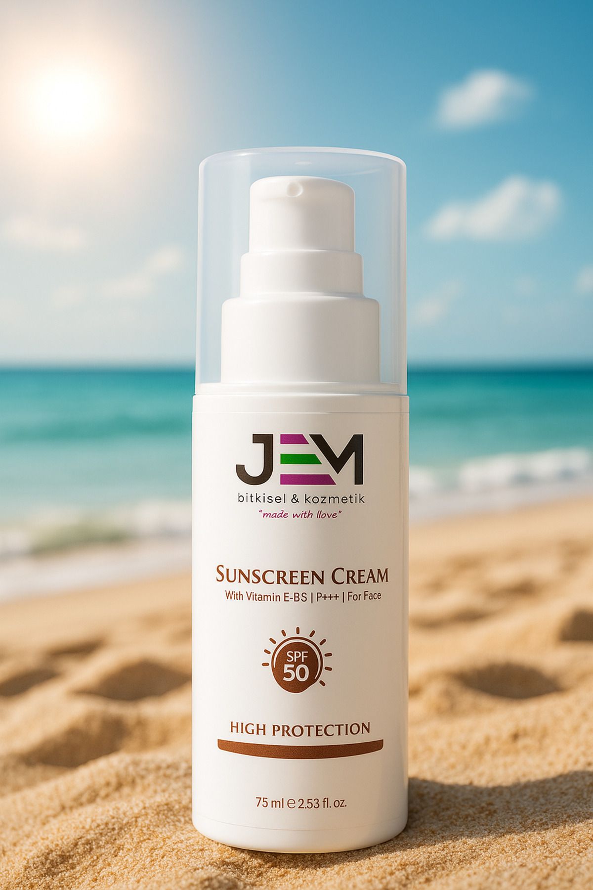 Jem Kozmetik Bitkisel Koruyucu Güneş Kremi 75 ML 50+ SPF Sun Cream