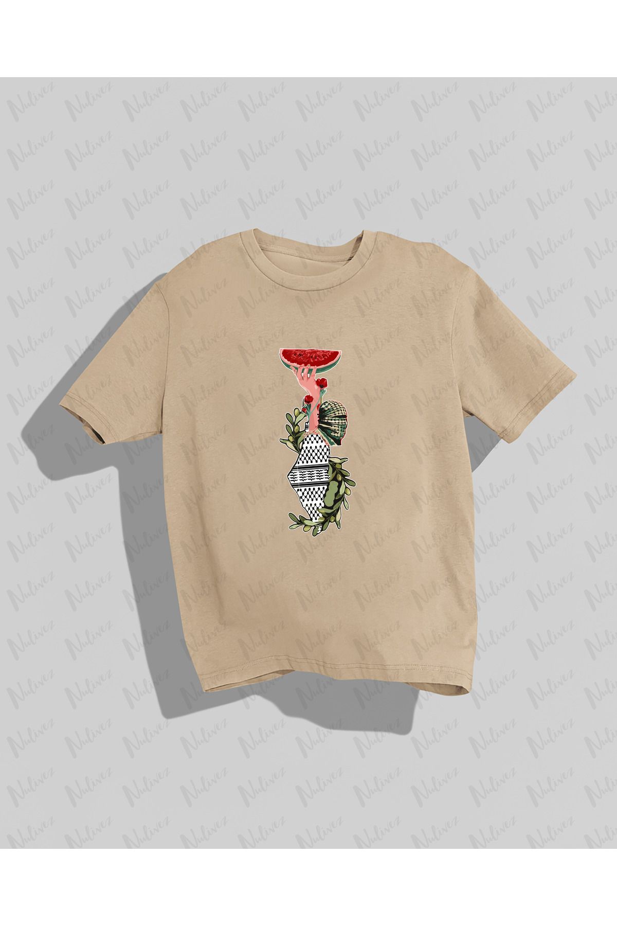 Nulivez Filistin Tasarımı Baskılı Yüksek Kalite Kompakt Unisex Oversize T-Shirt