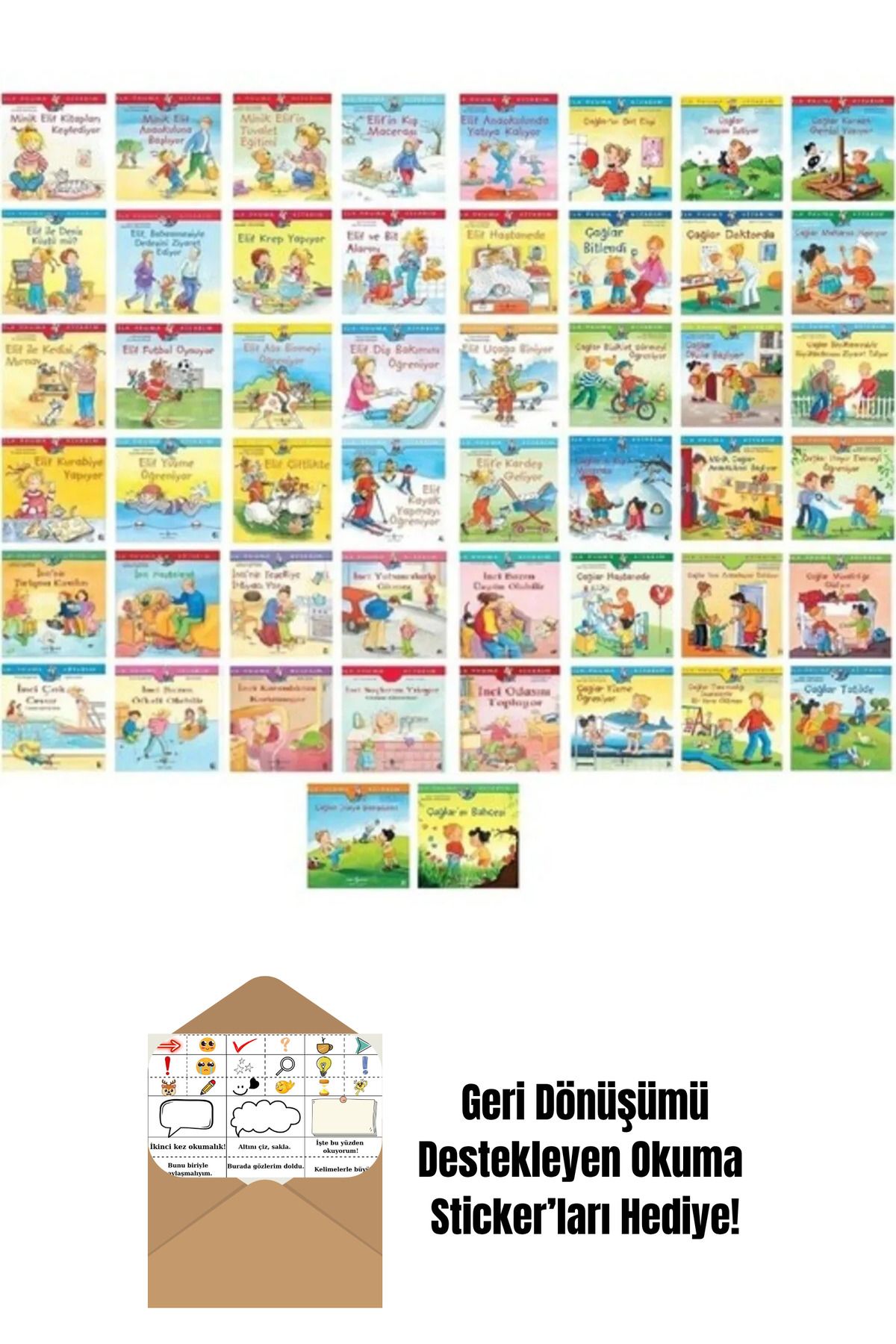 TÜRKİYE İŞ BANKASI KÜLTÜR YAYINLARI Çağlar Elif İnci Seti 50 Kitap Set + Okuma Sticker'ları