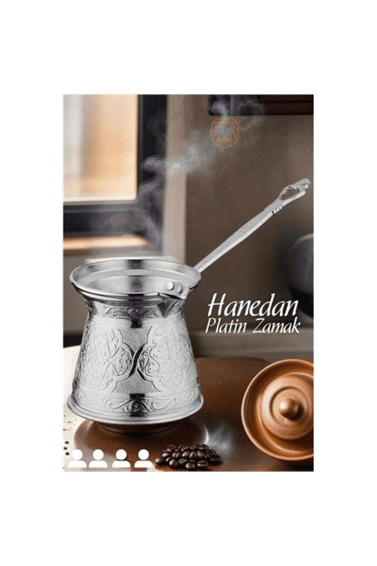 Toptan Bulurum İndüksiyon Tabanlı Platin Cezve Hanedan 4 Kişilik