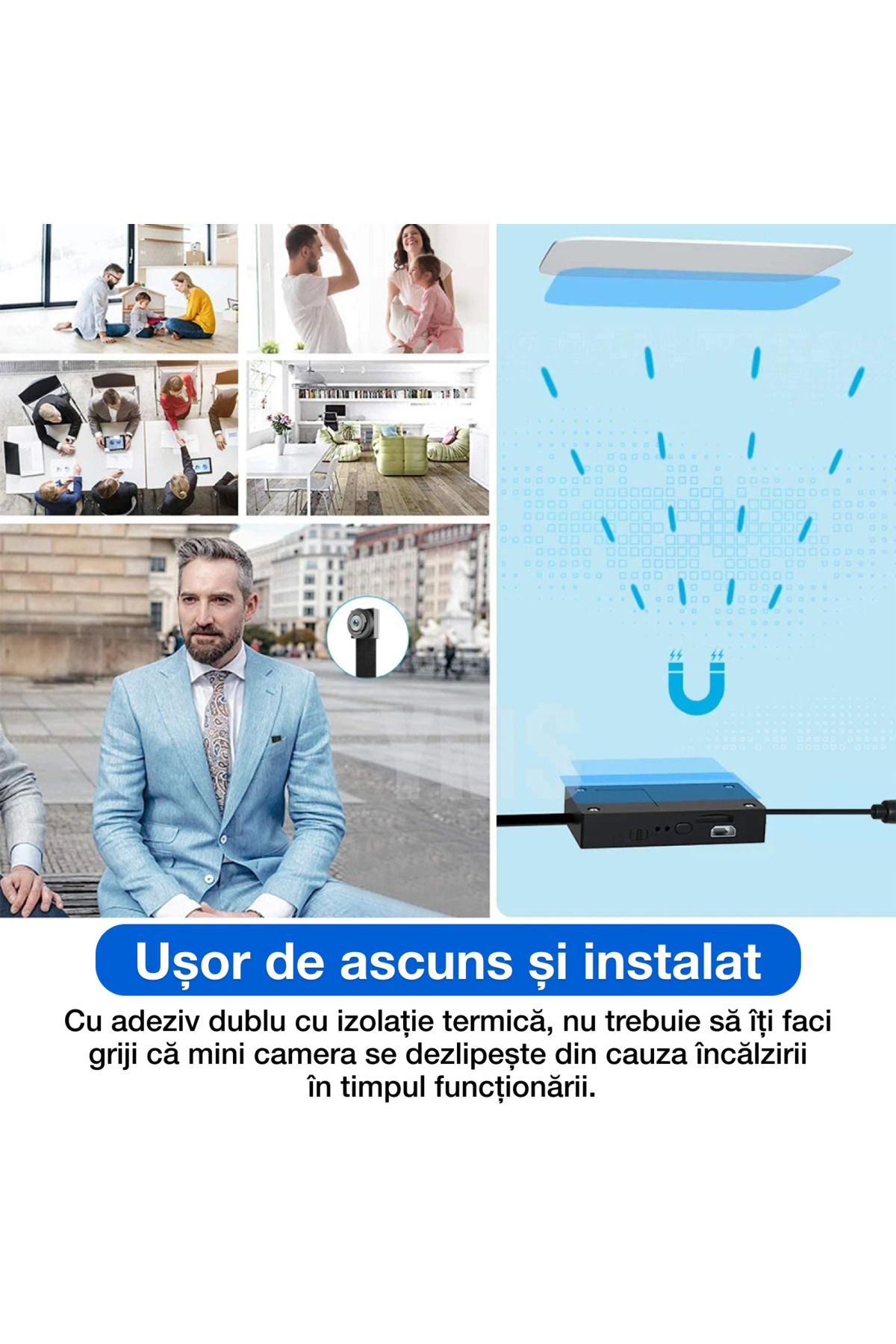 Spionescu-Hidden button camera, V4A, WIFI, 1080P, motion detection, cyclic recording, remote access, 600 mAh 4
