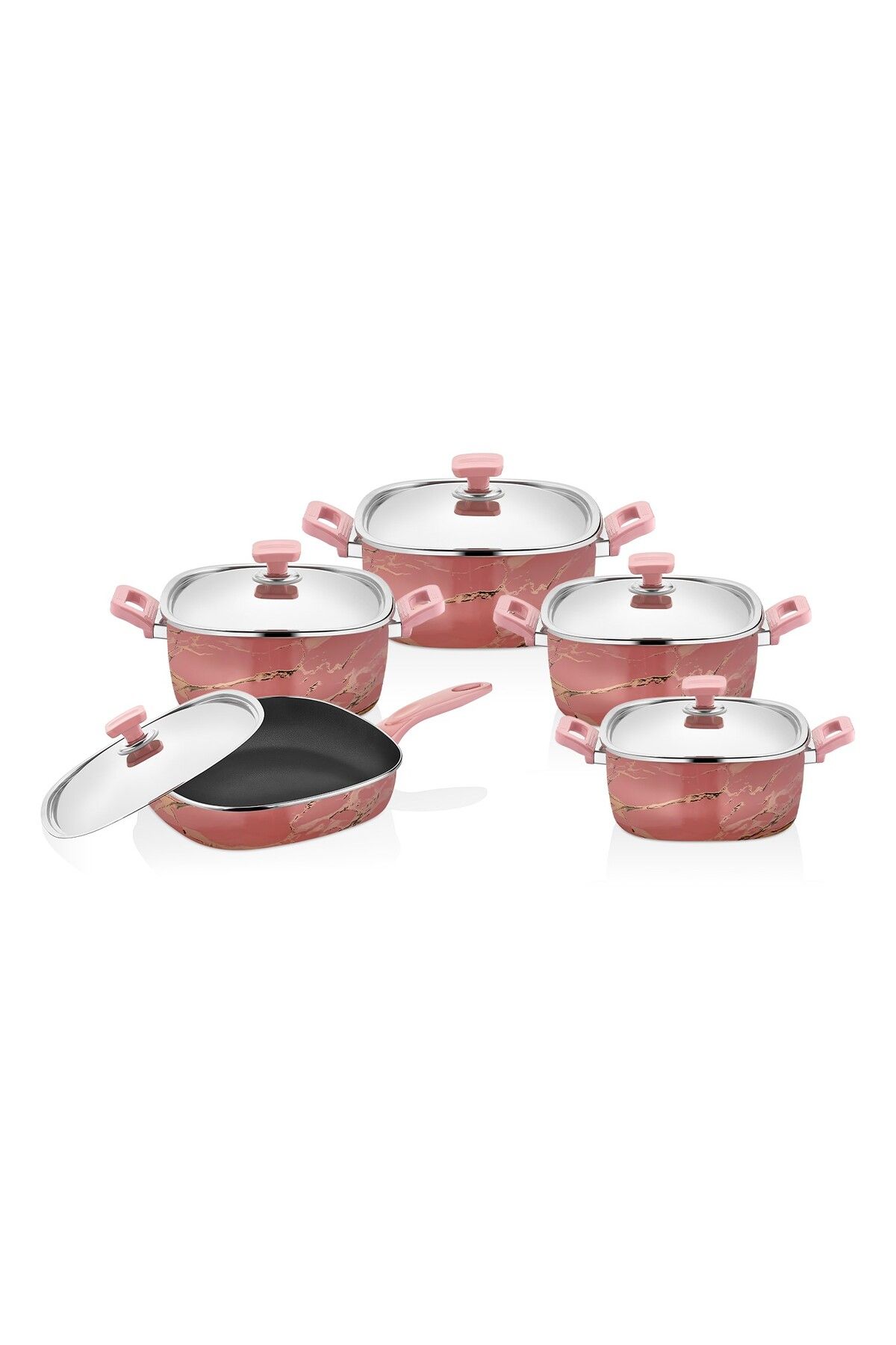 NETLON 10 Parça Teflon Kare Emaye - Pembe
