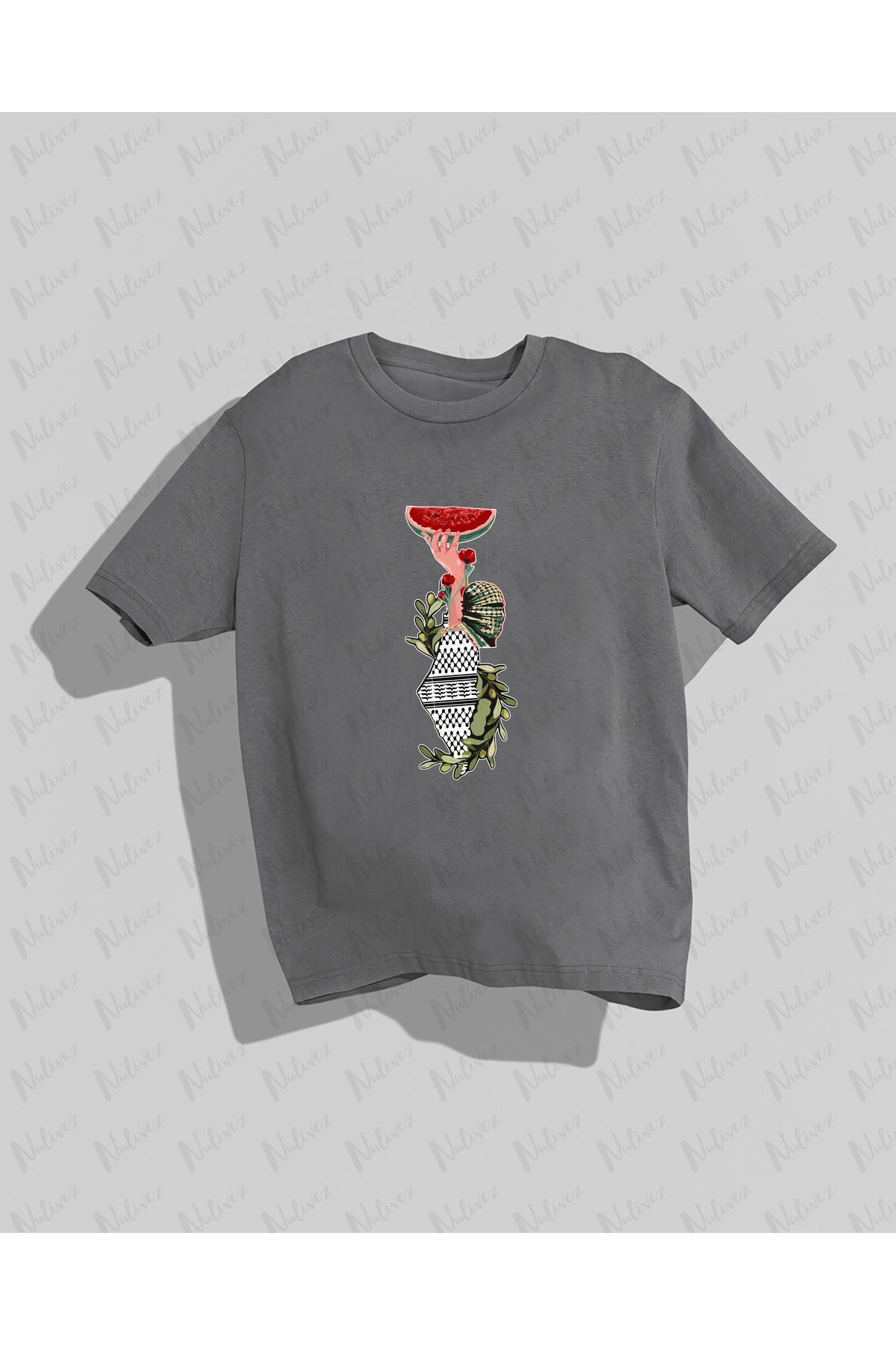 Nulivez Filistin Tasarımı Baskılı Yüksek Kalite Kompakt Unisex Oversize T-Shirt