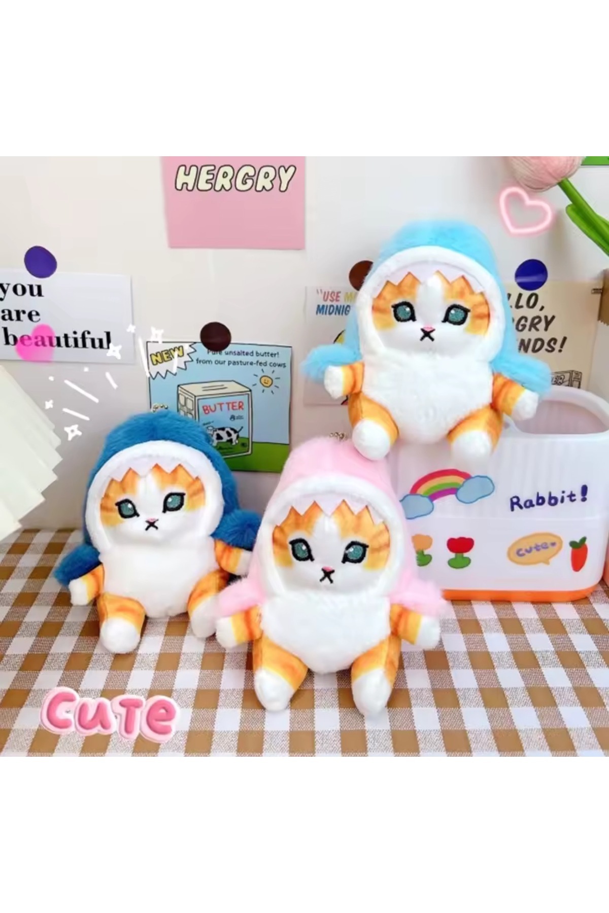 Kawaii-Mofusand Shark Kitten Plush Charm Keychain 1 Piece 2