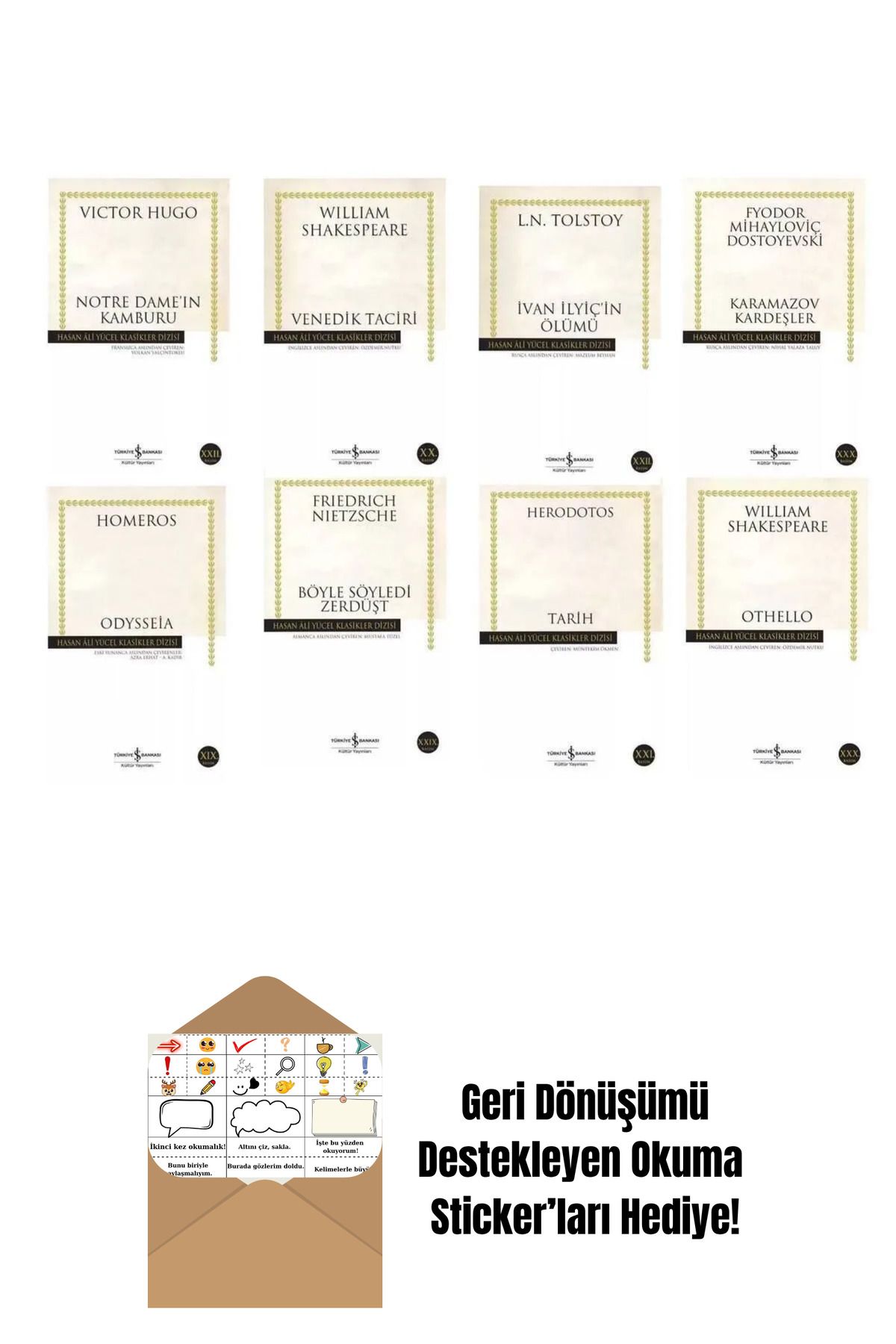 TÜRKİYE İŞ BANKASI KÜLTÜR YAYINLARI Hasan Ali Yücel Klasikleri 8 Kitap Set + Okuma Sticker'ları