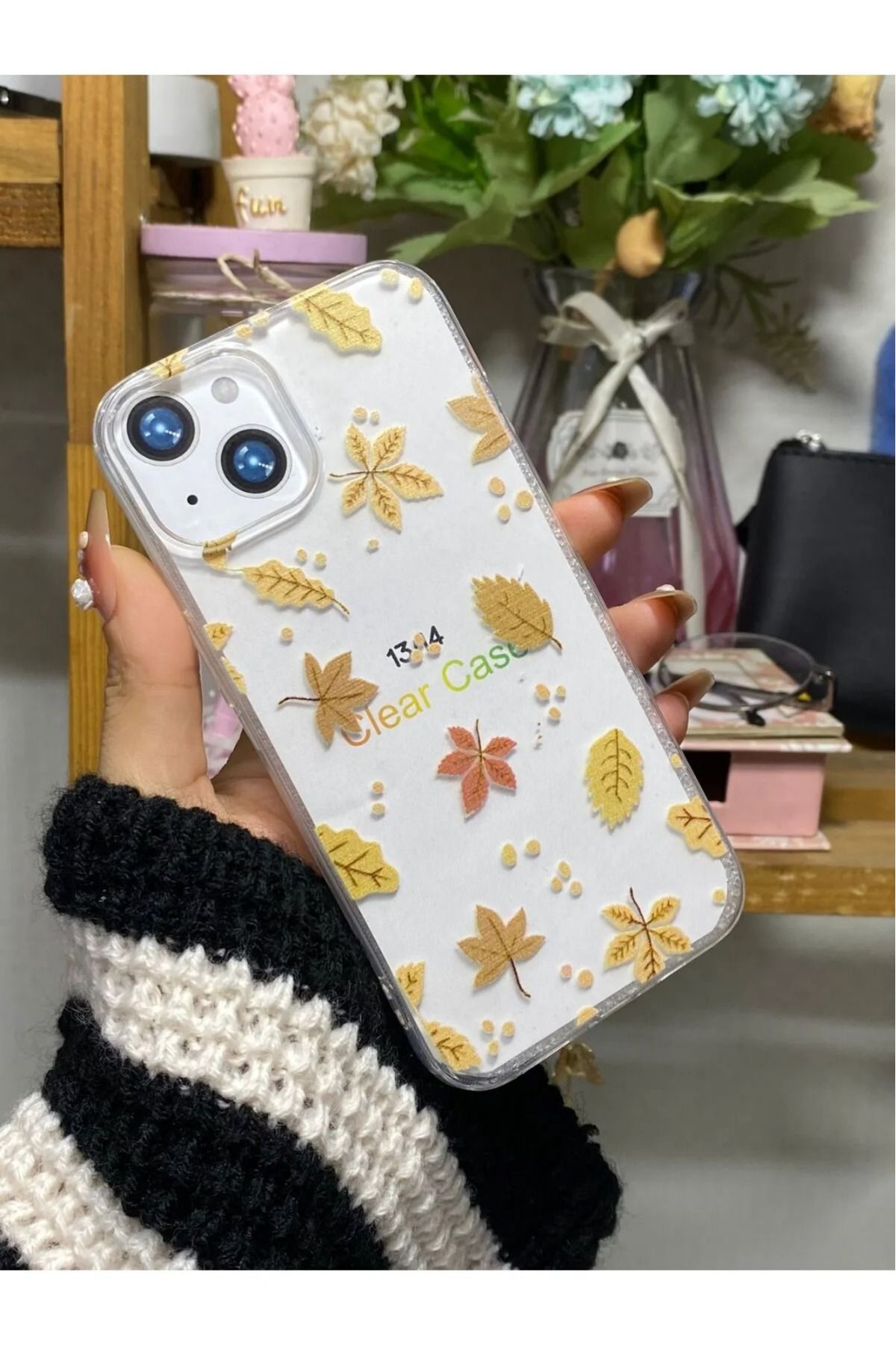LUXKLAS iphone 14-13 kamera açık şeffaf baskılı kılıf