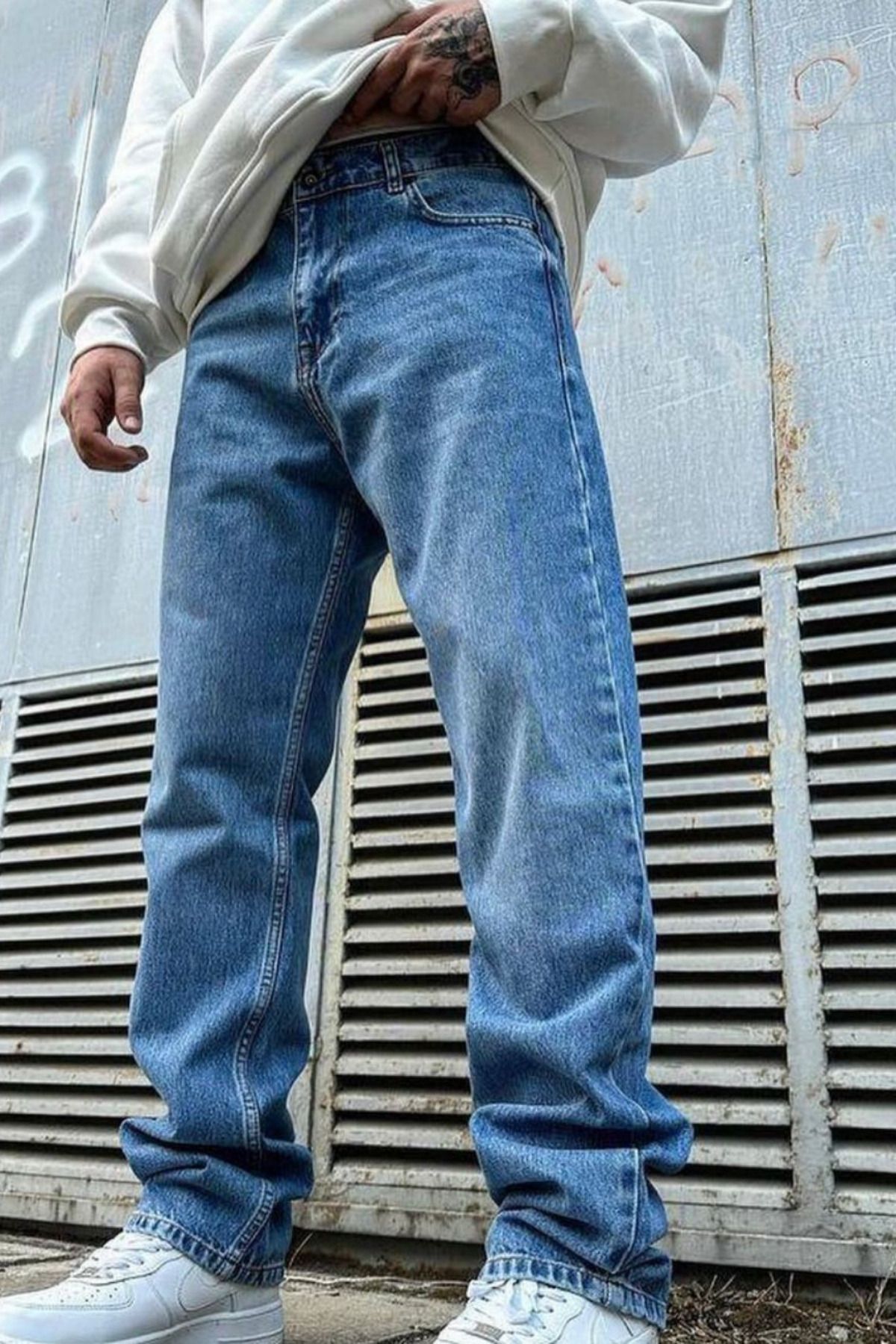 thesunfyre Erkek Baggy Kalıp Kot Jean Bol Kesim Pantolon
