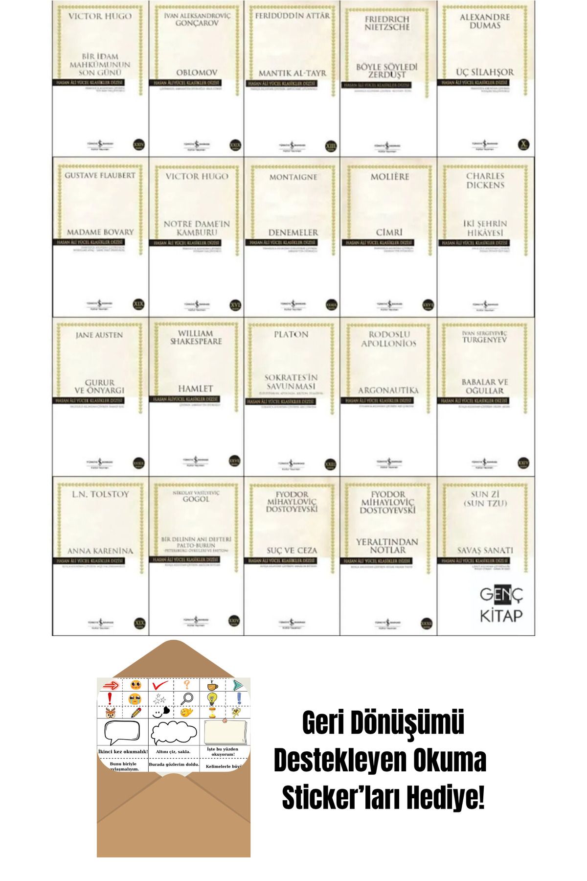 TÜRKİYE İŞ BANKASI KÜLTÜR YAYINLARI İş Bankası Hasan Ali Yücel Klasikler Dizisi 20 Kitap Set 2 + Okuma Sticker'ları