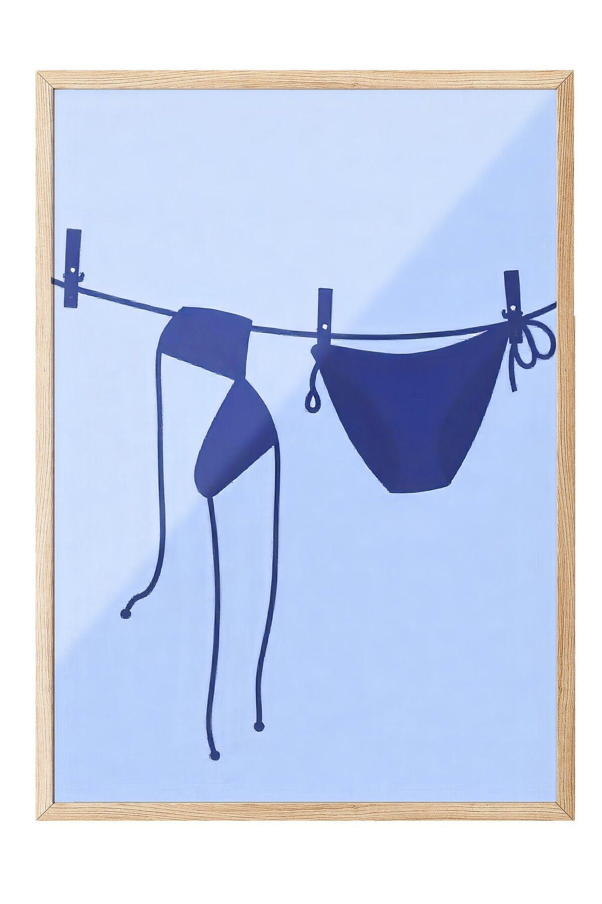 Postifull Ahşap Çerçeveli Tablo, Bikiniler, İllüstrasyon, Mavi Renk Poster, 2025 Yaz Seçkisi, NO:109734