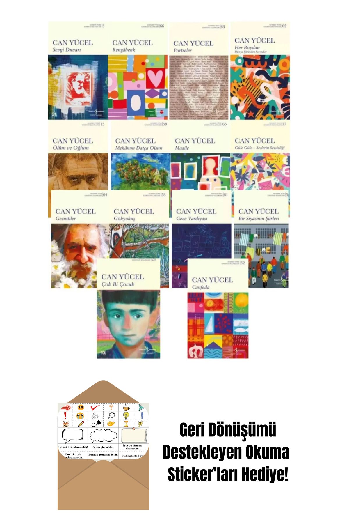 TÜRKİYE İŞ BANKASI KÜLTÜR YAYINLARI Can Yücel 14 Kitap Set + Okuma Sticker'ları