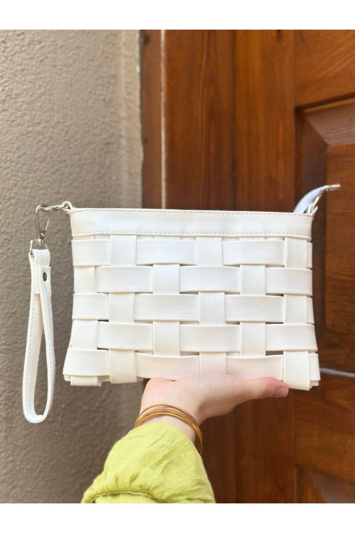 larosee Örgü Deri Model Ayarlanabilir Askılı Kadın Portföy Clutch Çanta Çapraz Çanta Kol Çantası