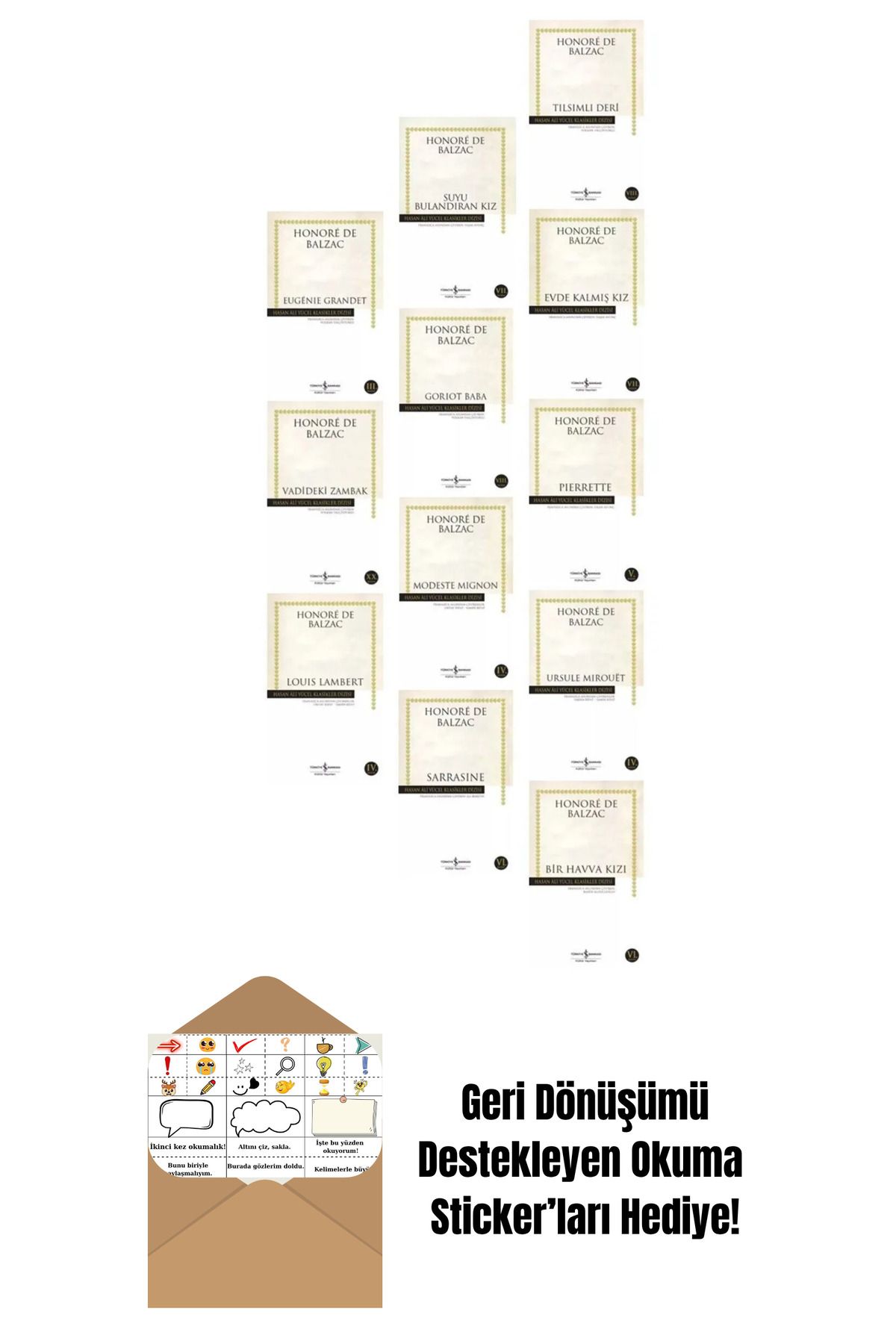 TÜRKİYE İŞ BANKASI KÜLTÜR YAYINLARI Honoré de Balzac 12 Kitap Set + Okuma Sticker'ları