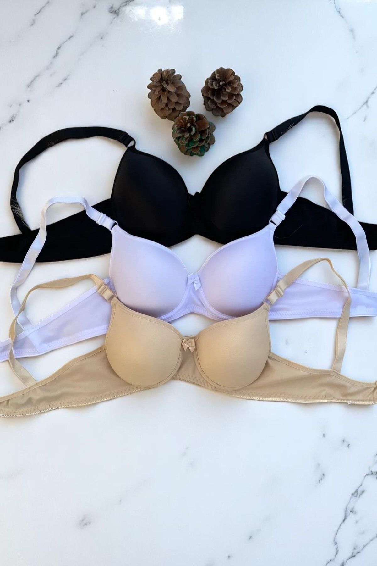 BEYAZTOPTAN %100 COTTON KADIN BALENLİ DESTEKLİ 3'LÜ SÜTYEN