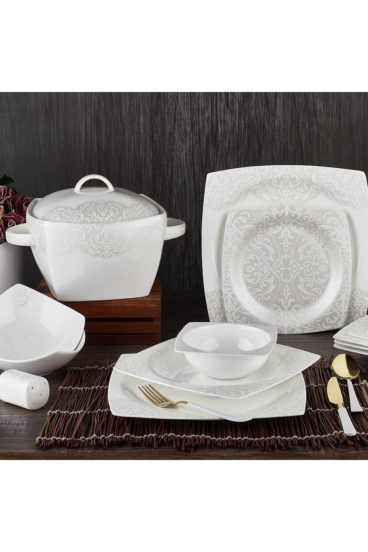 Aryıldız 60 Parça Bone Square Yemek Takımı 45004
