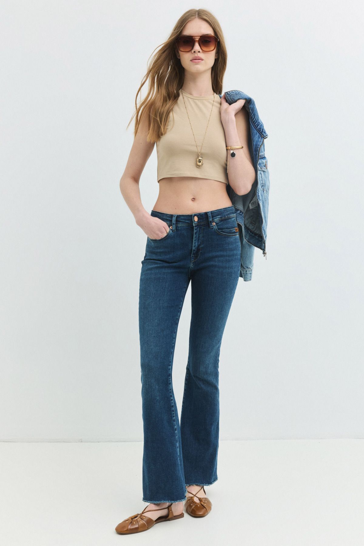 Denim Trip BRIDGE Skinny Flare Fit Koyu İndigo Kadın Jean Pantolon