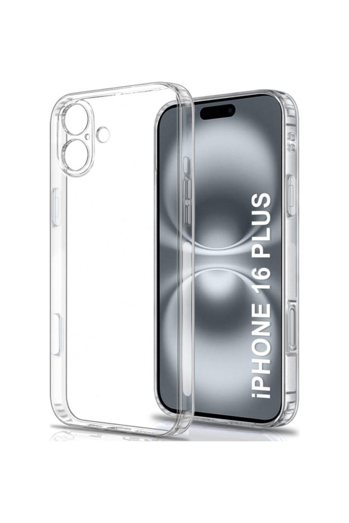 TezMax Apple iPhone 16 Plus Uyumlu Kapak Kamera Korumalı Şarj Tıpalı Şeffaf Silikon Kılıf