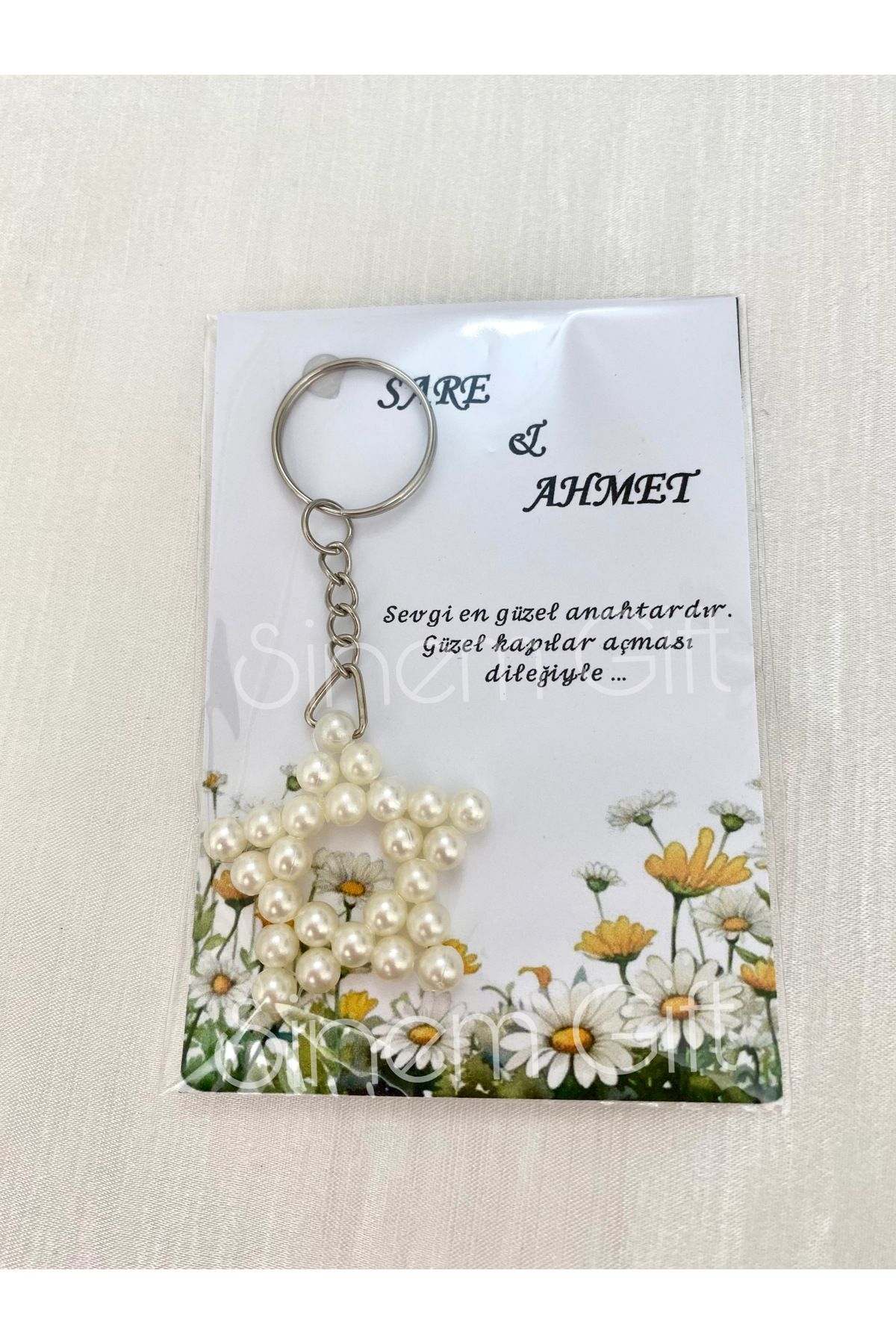 Sinem Gift 20 Adet Yıldız Anahtarlık Düğün Nikah Nişan Söz Hediyelik Gümüş Anahtarlık