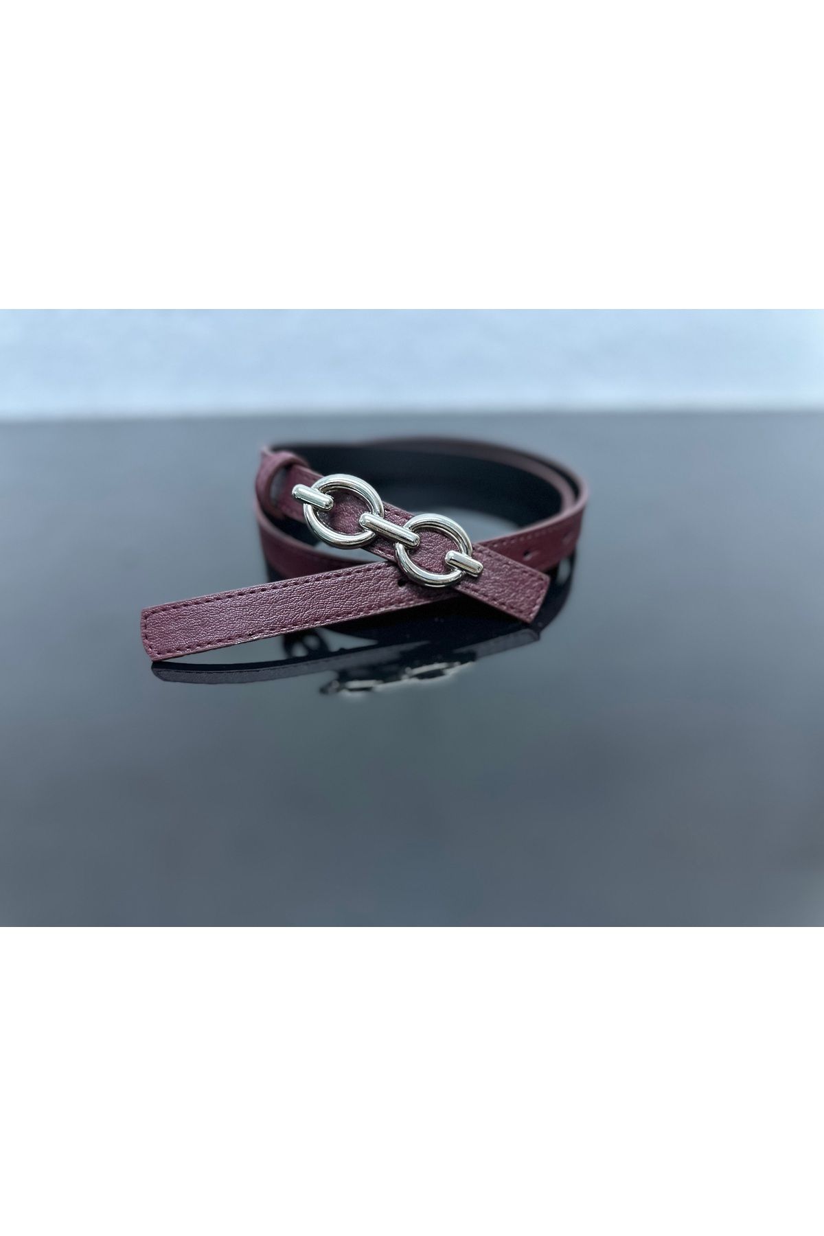 VERAMO Şık Modern GÜMÜŞ Toka Detaylı1.4 cm Genişliğinde Kadın Kemeri