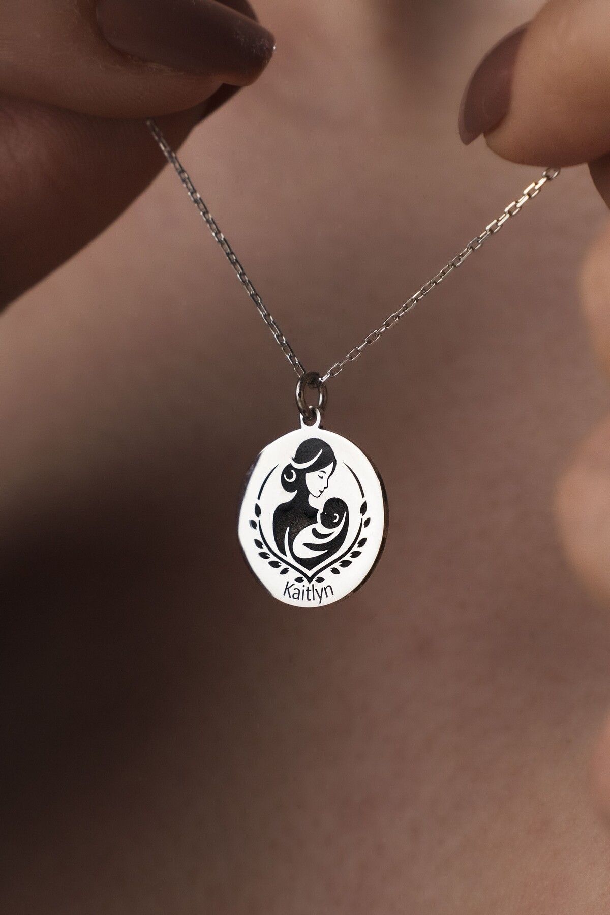 TigerxlJewellery 925 Ayar Gümüş Anne Bebek Figürlü Kolye