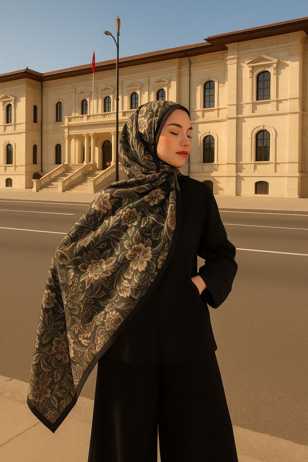 modestoscarfs VİNTAGE COTON ŞAL VİZON