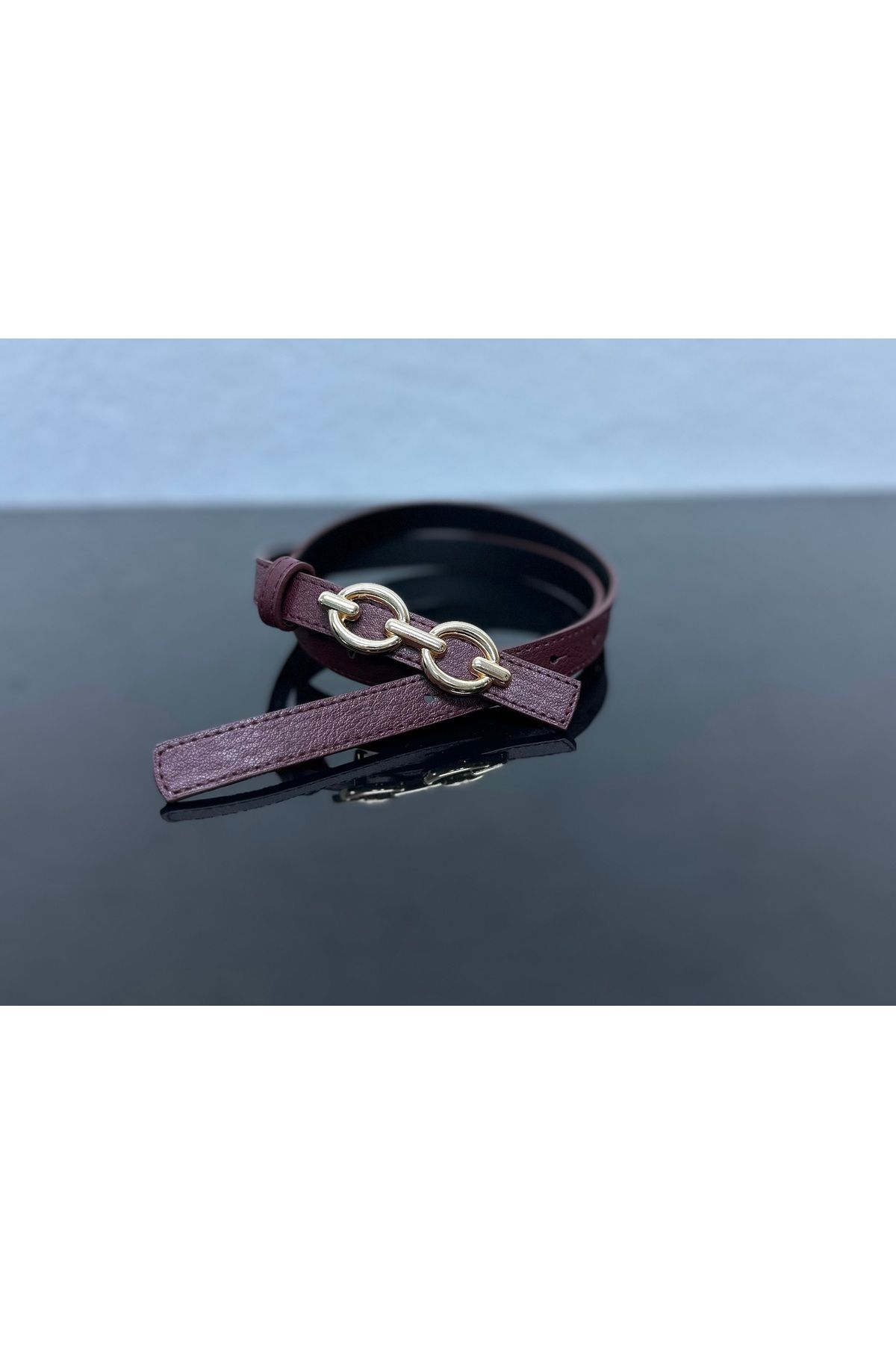 VERAMO Şık Modern GOLD Toka Detaylı1.4 cm Genişliğinde Kadın Kemeri